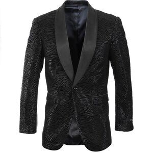 Black On Black Crumbled Velvet Men's Jacket
